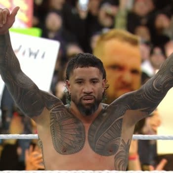 Jey Uso is victorious over Jimmy Uso at WrestleMania XL